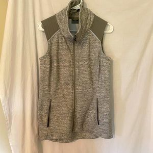Athleta Stronger Vest Reflective Full Zip Fleece Lined Spade Dyed Grey medium